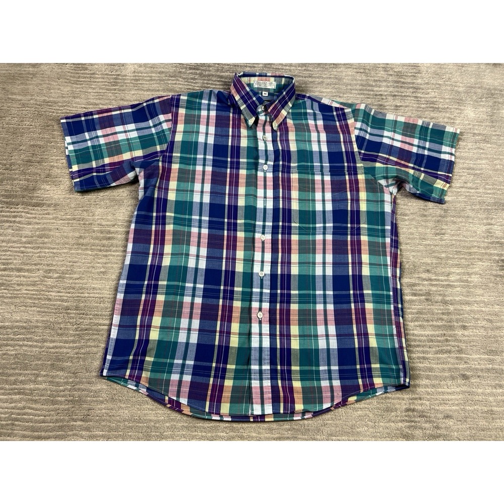 Windsor Shirt Mens‎ Medium Plaid Short Sleeve Button Up Cotton Blend Casual